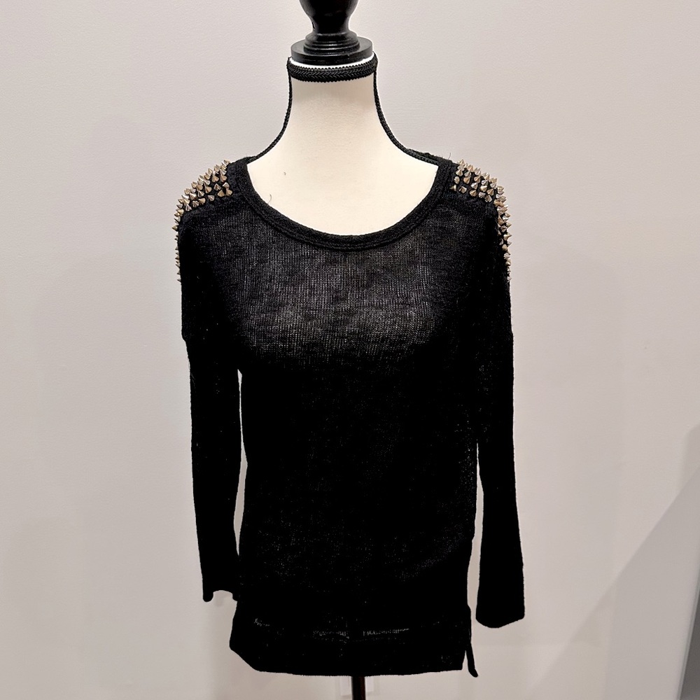 Green Envelope Black Embellished Sweater